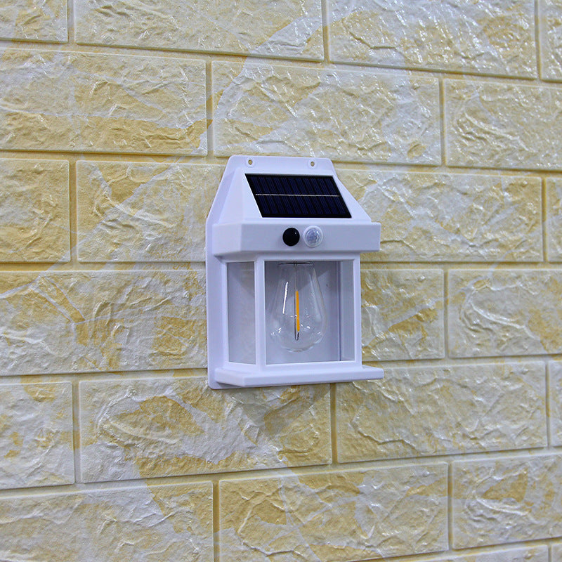 New Outdoor Solar Power Lamp - Warm Tungsten Filament Motion Sensor Sconce | IP65 Waterproof Wall Light | Black & White