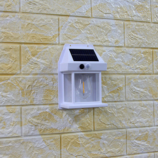 New Outdoor Solar Power Lamp - Warm Tungsten Filament Motion Sensor Sconce | IP65 Waterproof Wall Light | Black & White
