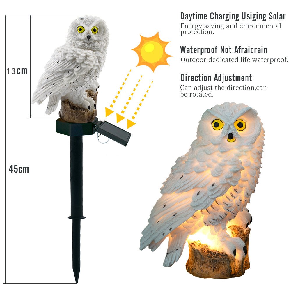 Eagle Figure Garden Solar Post - Resin Eagle & Owl Yard Stake Light | Waterproof Outdoor LED Landscape Lamp