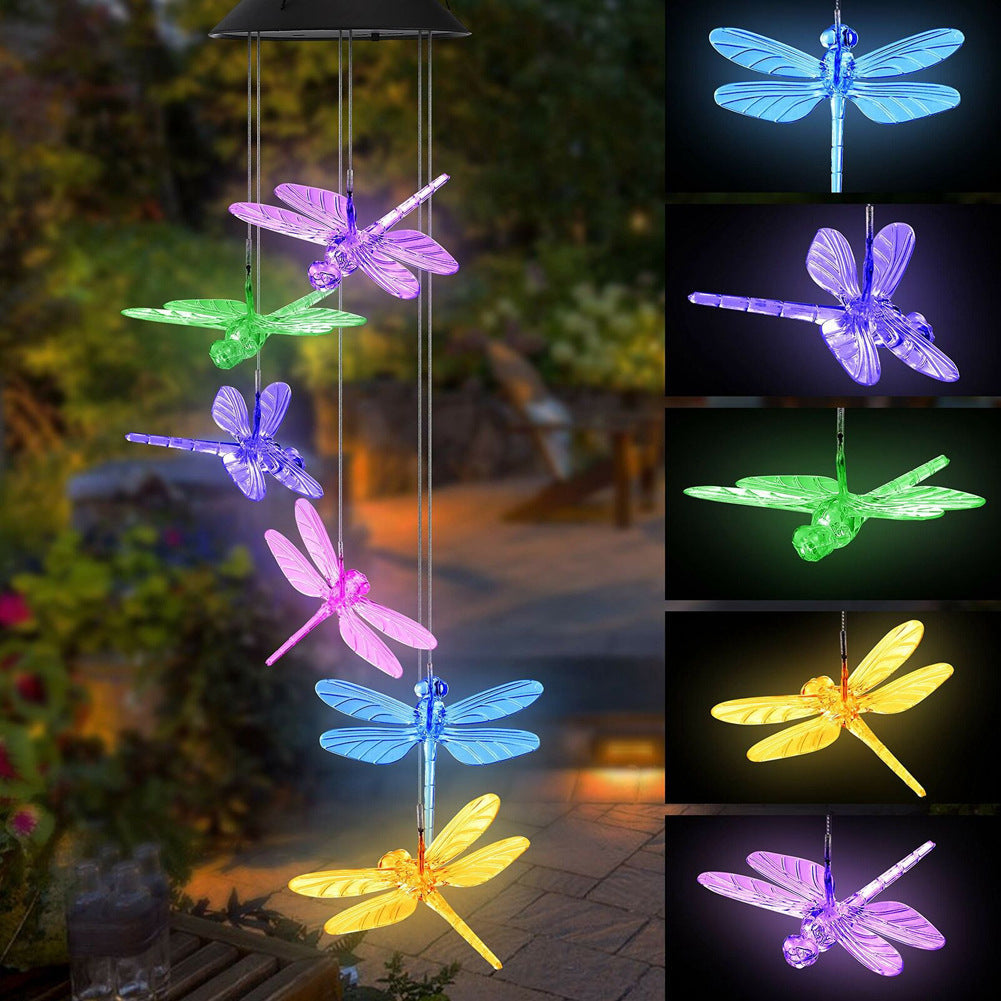 Solar-Powered Butterfly Wind Chime Lights - 7 Color Changing LED Outdoor Mobile | Waterproof Garden & Patio Hanging Sconce
