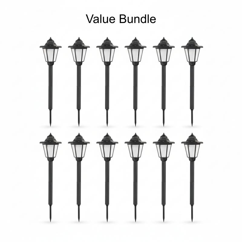 Vintage Solar-Powered Hexagonal Garden Lights - Retro Palace Lantern Stake & Post Mount | Waterproof LED Pathway Sconce