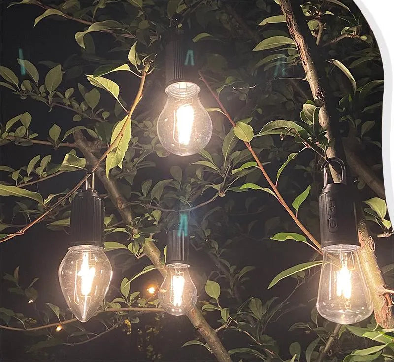 Outdoor Retro Camping Hanging Bulb - Rechargeable Type-C LED Tent Lantern | Warm Tungsten Atmosphere Light | Waterproof Yard Lamp