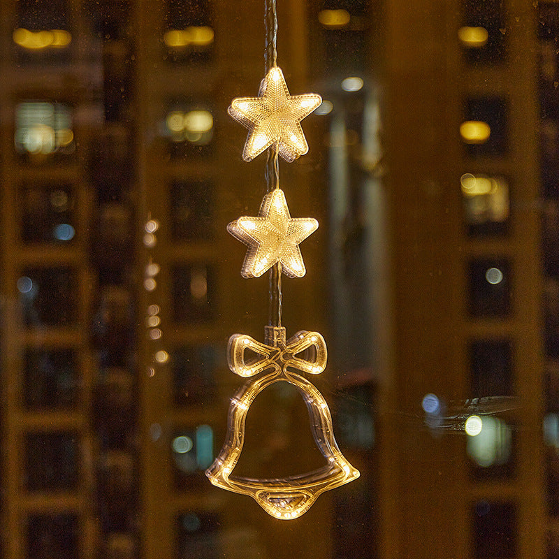 Christmas Suction Cup Window LED Lights - Silhouette Hanging Holiday Lamp | Battery Operated Showcase Night-Light | Warm & RGB