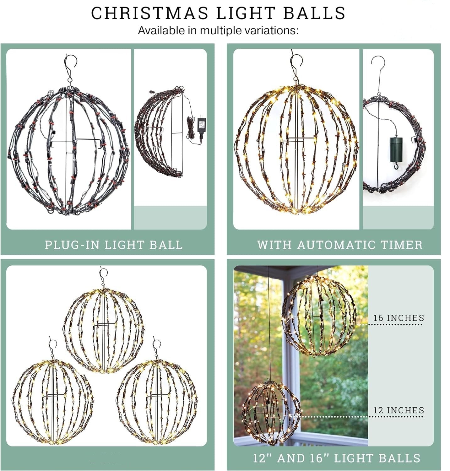 Lightweight Bright Light Ball - Fold-Flat LED Globe Light | Waterproof Hanging Sphere for Garden & Patio