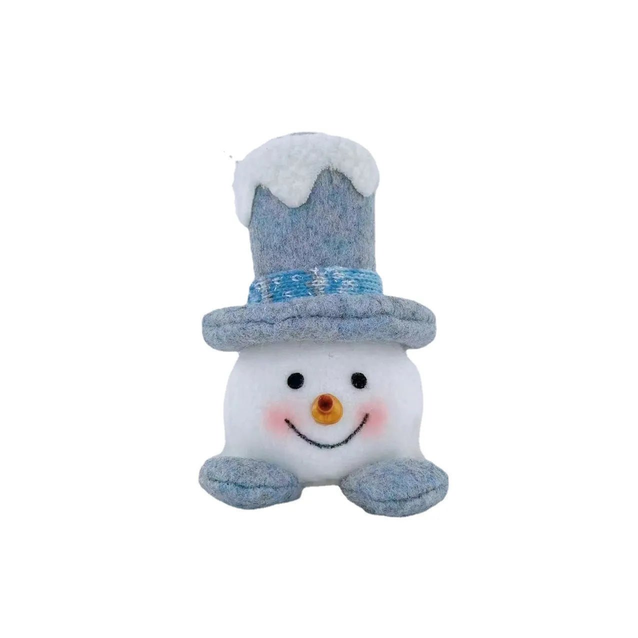 Plush Glowing Christmas Snowman Doll - Light-Up LED Tabletop Nordic Figurine | Winter Blue & Gray Knit Holiday Ornament
