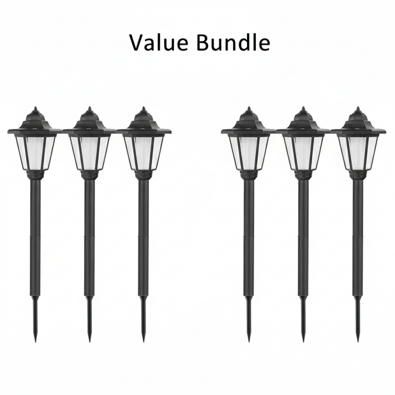 Vintage Solar-Powered Hexagonal Garden Lights - Retro Palace Lantern Stake & Post Mount | Waterproof LED Pathway Sconce