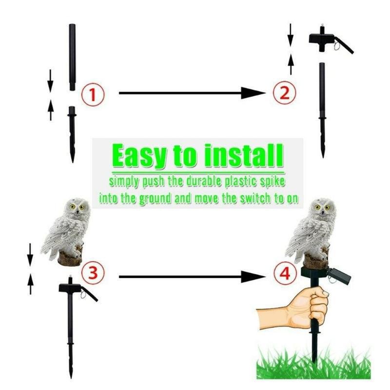 Eagle Figure Garden Solar Post - Resin Eagle & Owl Yard Stake Light | Waterproof Outdoor LED Landscape Lamp