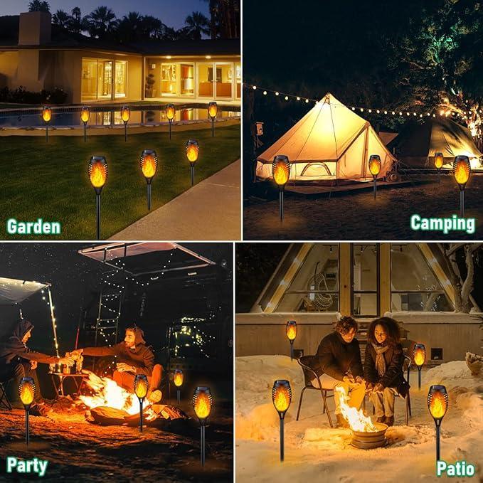 Solar Powered Fire Flame Garden Light - Waterproof LED Flickering Torch