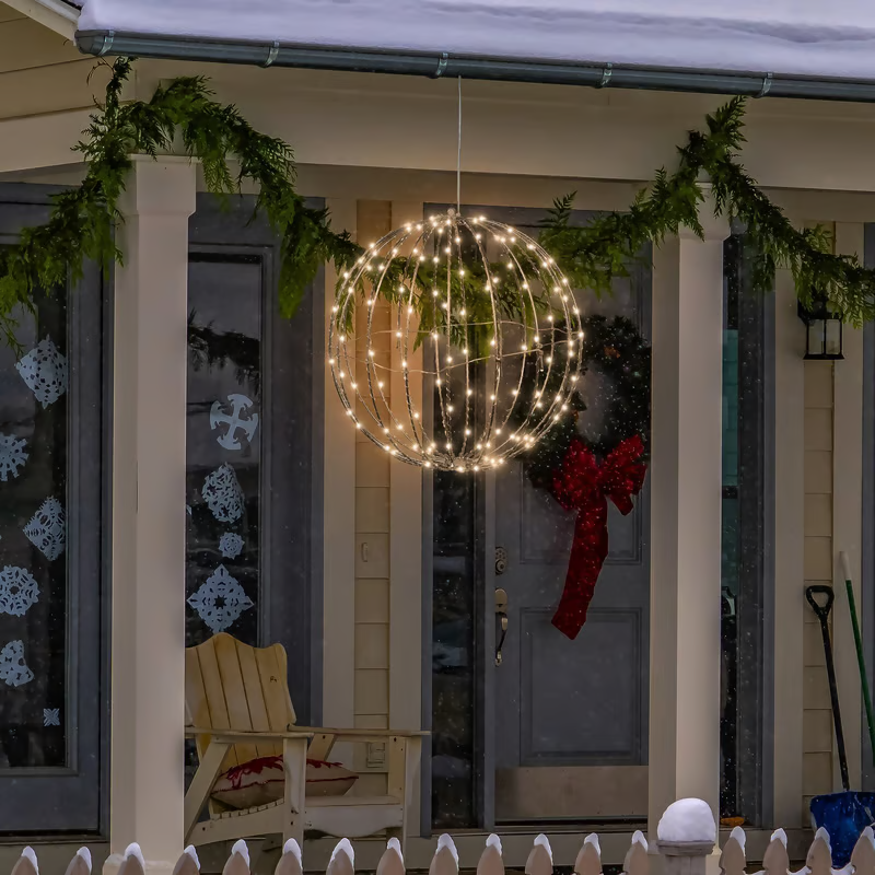 Foldable LED Light Sphere - Weatherproof All-Season & Holiday Ambient Globe