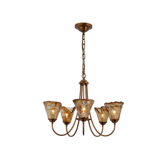 Franklin Amber Chandelier - Handcrafted Free-Form Glass & Dark Brass Luxury Light