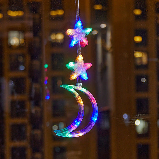 Christmas Suction Cup Window LED Lights - Silhouette Hanging Holiday Lamp | Battery Operated Showcase Night-Light | Warm & RGB