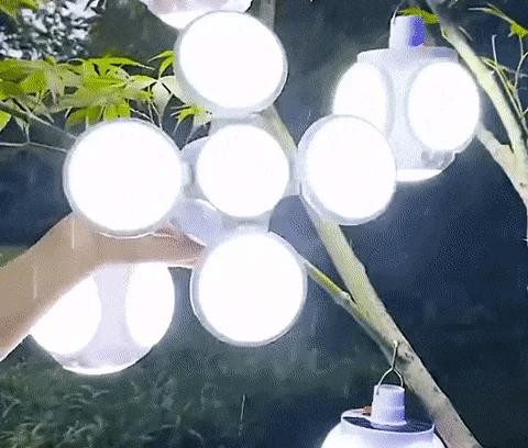 2-in-1 Waterproof Folding Solar LED Bulb - Portable 45-LED Camping Lantern & Garage Sconce | Dual USB/Solar USB Rechargeable Light