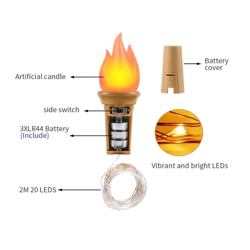 Wine Bottle Lights with Cork - 20 LED Waterproof Copper Wire String | Battery Operated Under-Glow Cork Light | Warm White & RGB