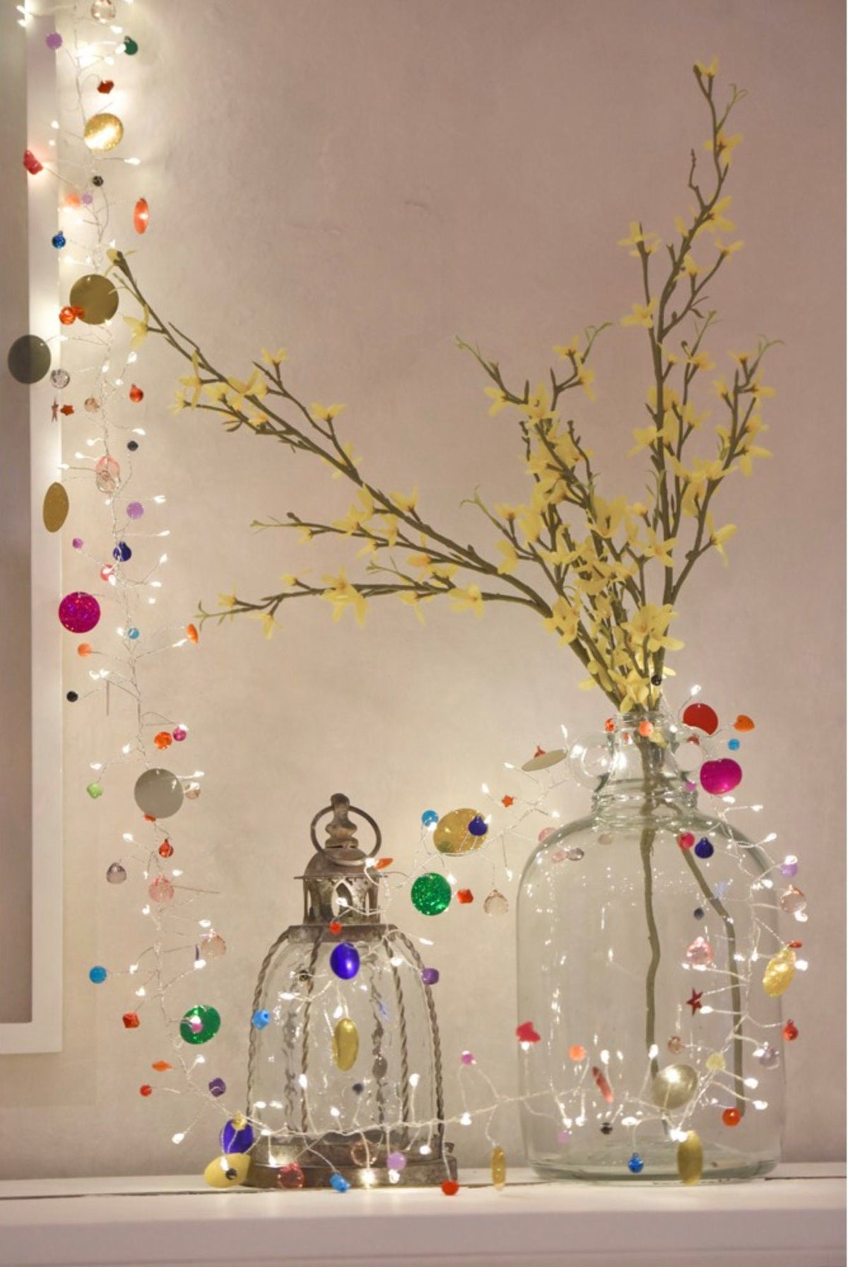 Folklore Fairy Lights – Bohemian Style Warm White LED String Light with Colorful Beaded Accents