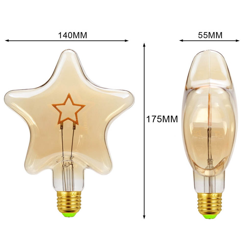 Huge Star Art Design Edison LED Light Bulb - G125 Amber Globe 4W Decorative Filament Bulb
