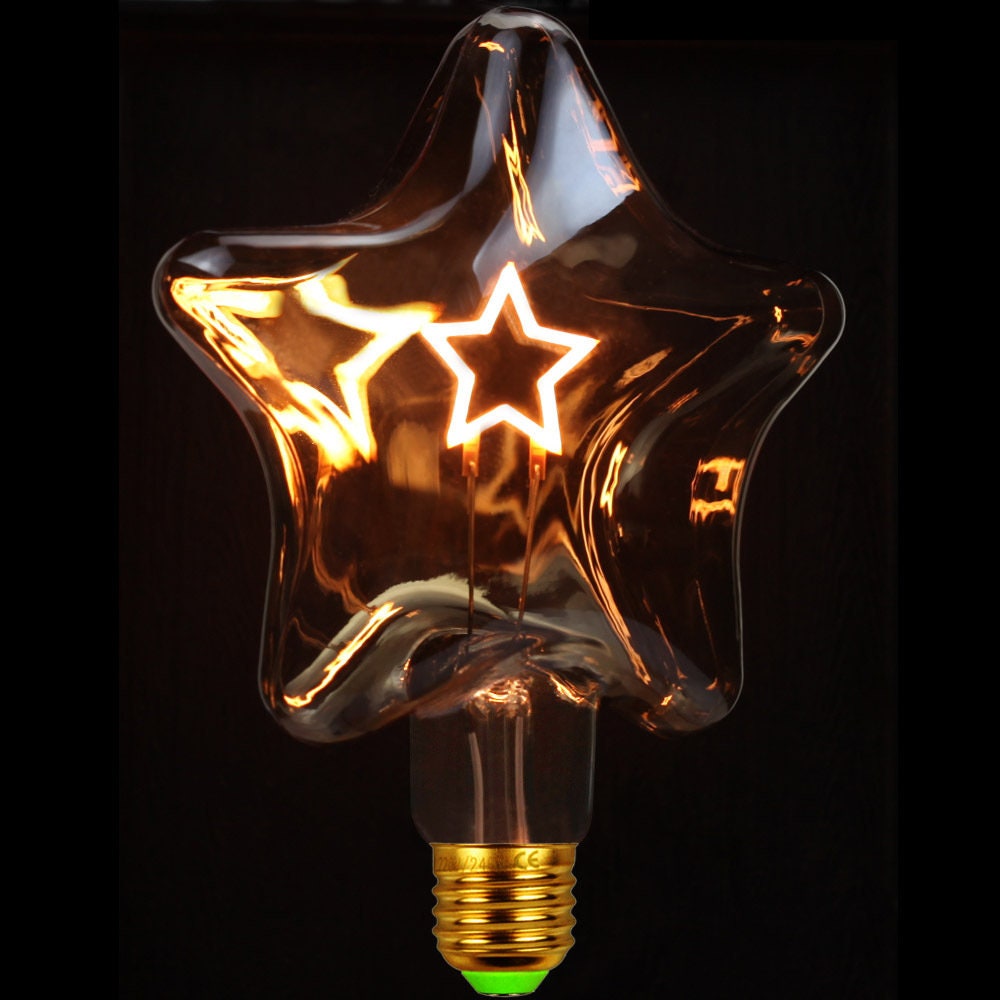 Huge Star Art Design Edison LED Light Bulb - G125 Amber Globe 4W Decorative Filament Bulb