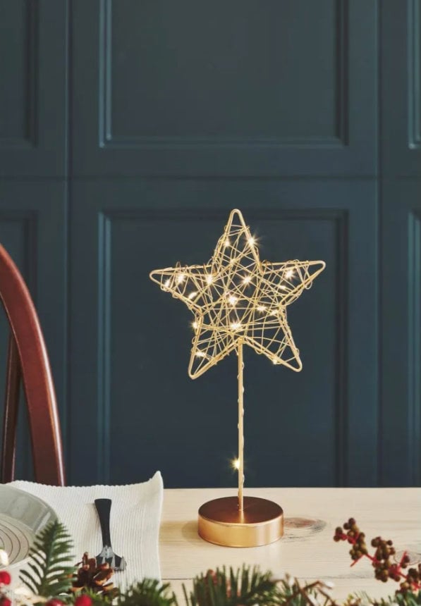Table Star Ornament - Freestanding 20 LED Battery Operated Star Light