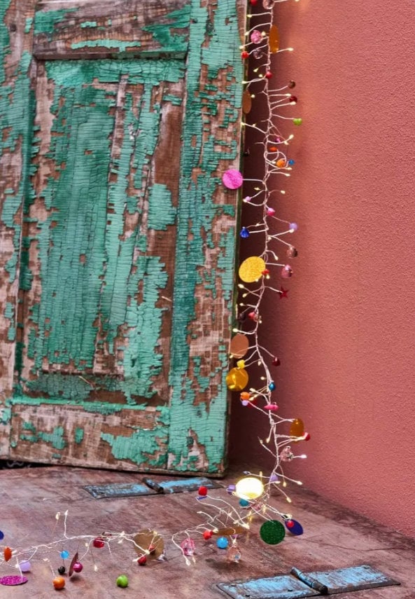 Folklore Fairy Lights – Bohemian Style Warm White LED String Light with Colorful Beaded Accents