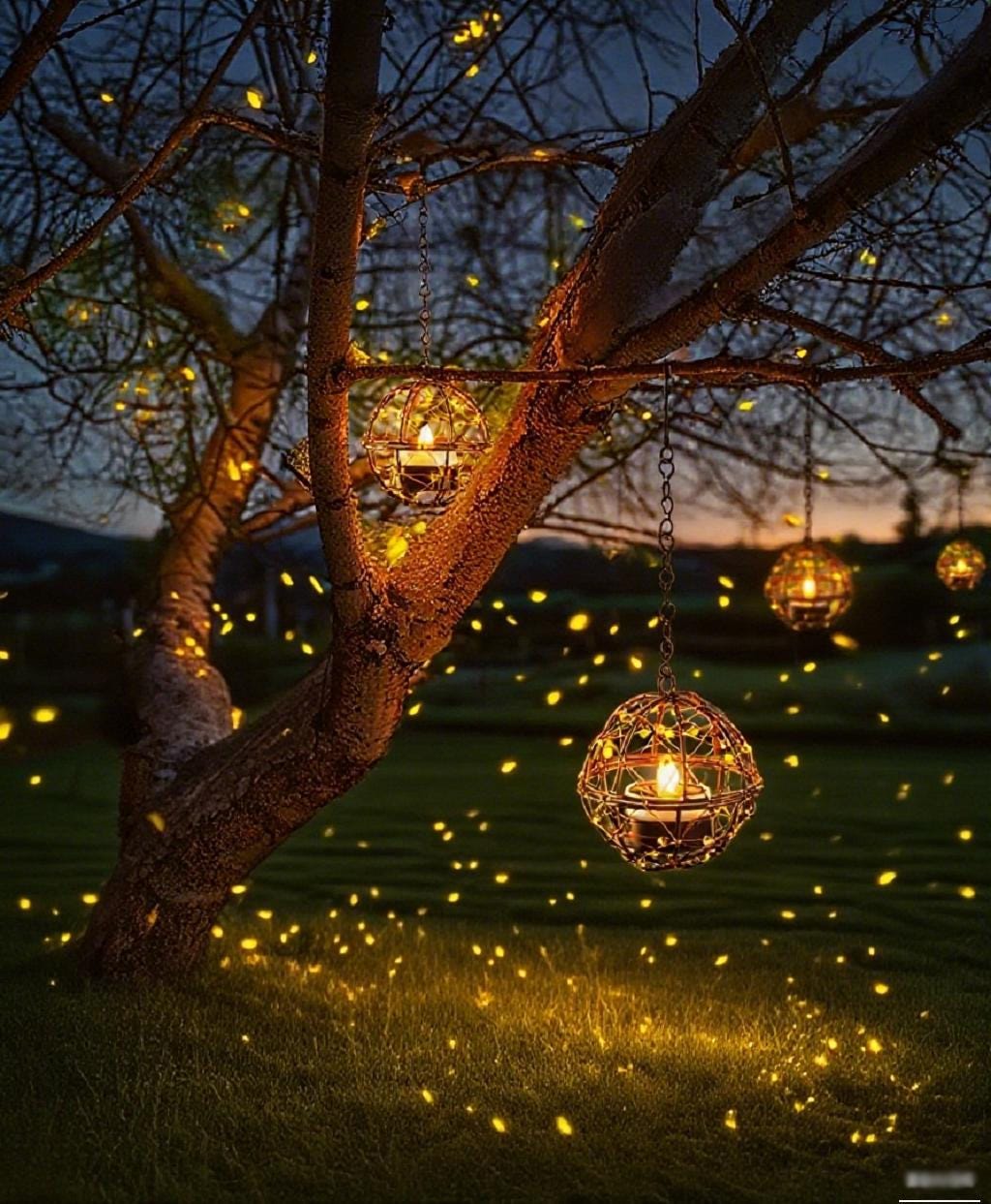Solar Hanging Ball Lanterns 3-Pack - Waterproof Retro Metal LED Globe Lights for Garden & Patio