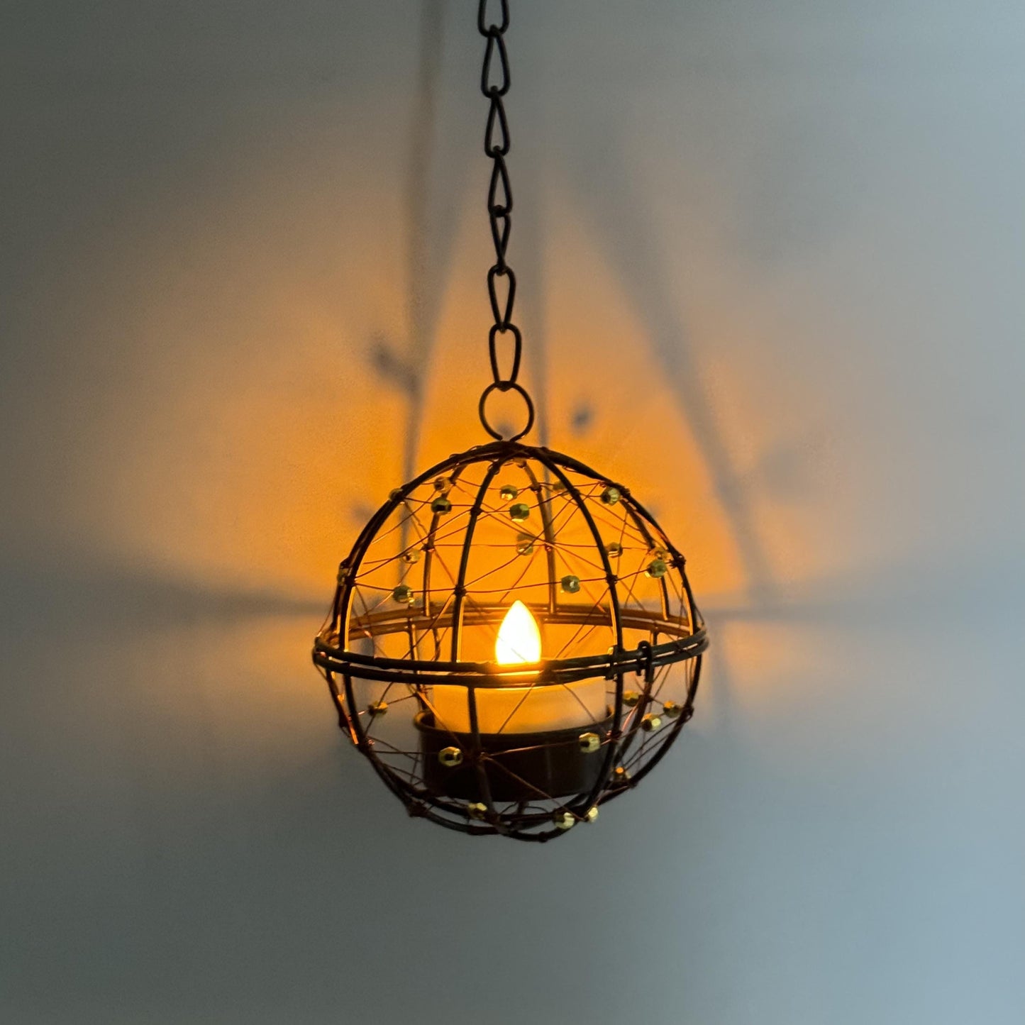Solar Hanging Ball Lanterns 3-Pack - Waterproof Retro Metal LED Globe Lights for Garden & Patio