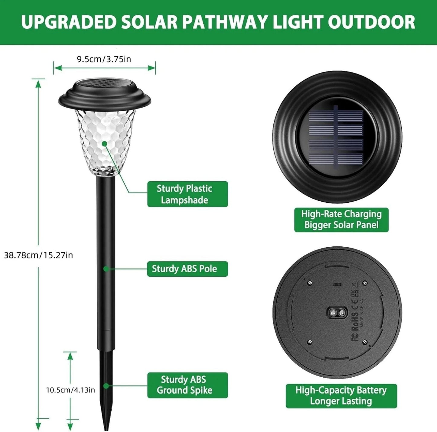 Solar Garden Stake Lights 12-Pack - RGB Color Changing & Warm White Waterproof Path Lights