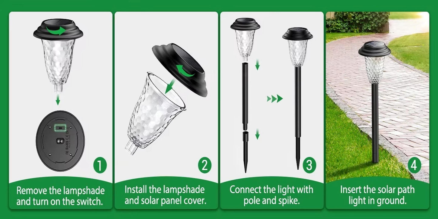 Solar Garden Stake Lights 12-Pack - RGB Color Changing & Warm White Waterproof Path Lights