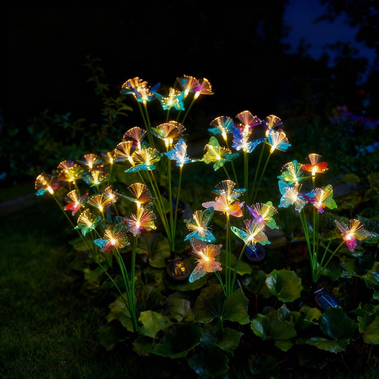 Solar Butterfly Garden Lights - Fiber Optic LED Waterproof Pathway Decor
