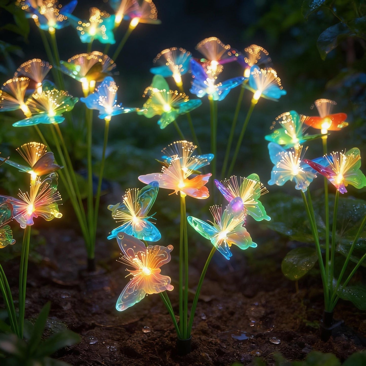 Solar Butterfly Garden Lights - Fiber Optic LED Waterproof Pathway Decor