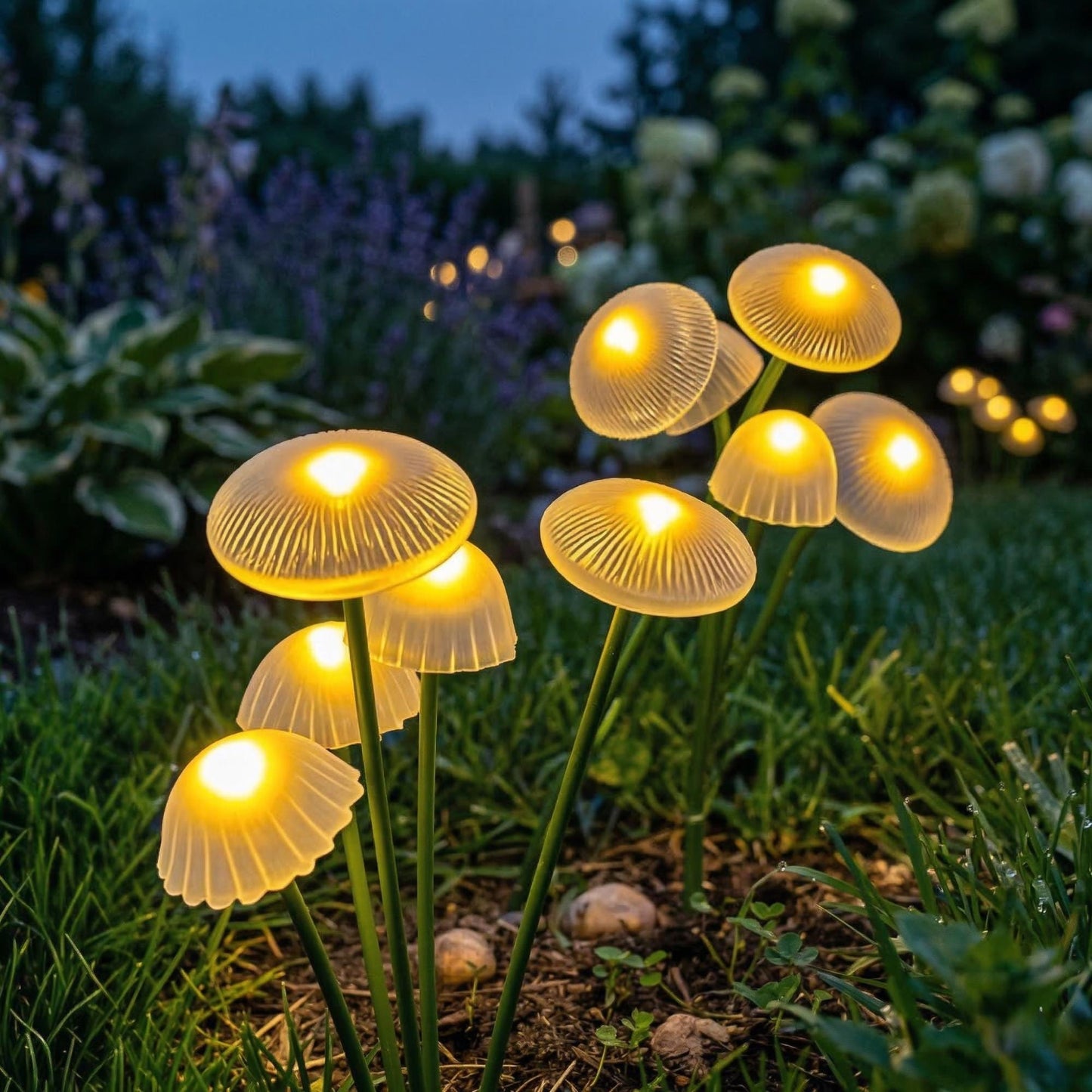 Solar Mushroom Garden Lights - Waterproof LED Firefly Swaying Pathway Decor