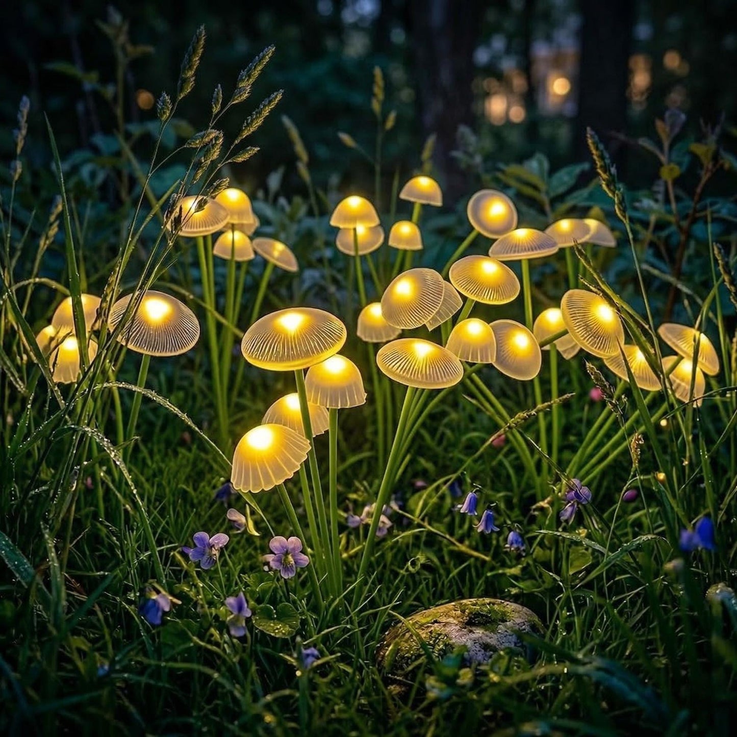 Solar Mushroom Garden Lights - Waterproof LED Firefly Swaying Pathway Decor