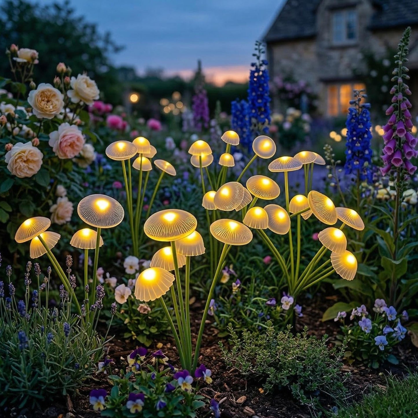 Solar Mushroom Garden Lights - Waterproof LED Firefly Swaying Pathway Decor