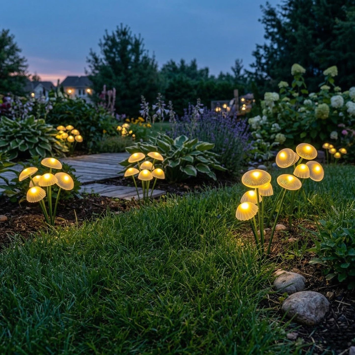 Solar Mushroom Garden Lights - Waterproof LED Firefly Swaying Pathway Decor