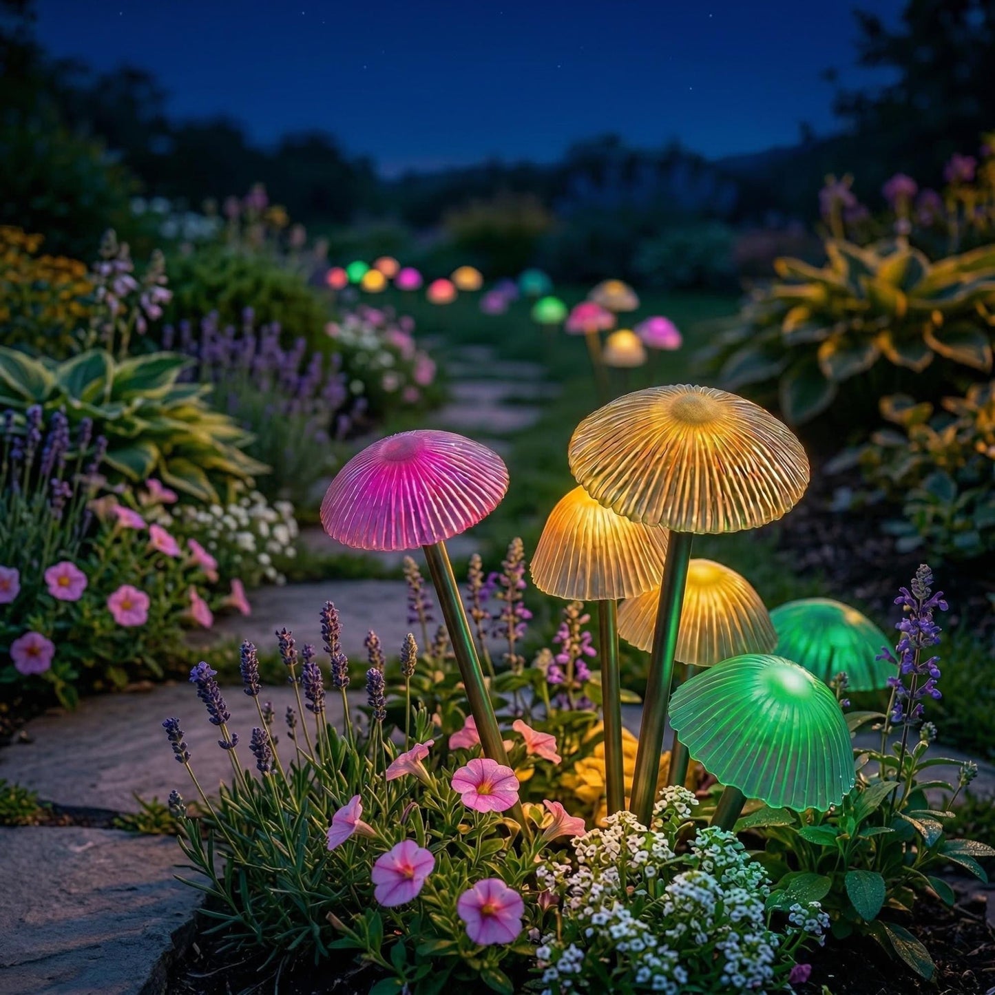 Multicolor Solar Mushroom Garden Lights - Waterproof Swaying LED Outdoor Pathway Decor