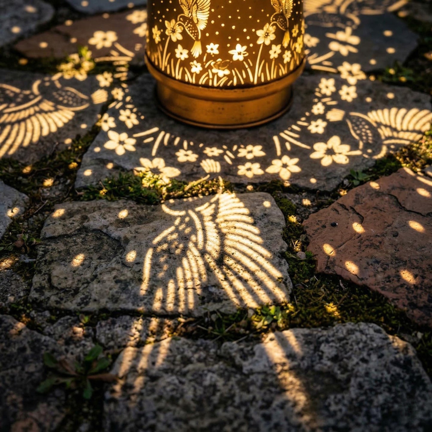 Solar Hummingbird Lantern - Vintage Antique Bronze LED Garden Light