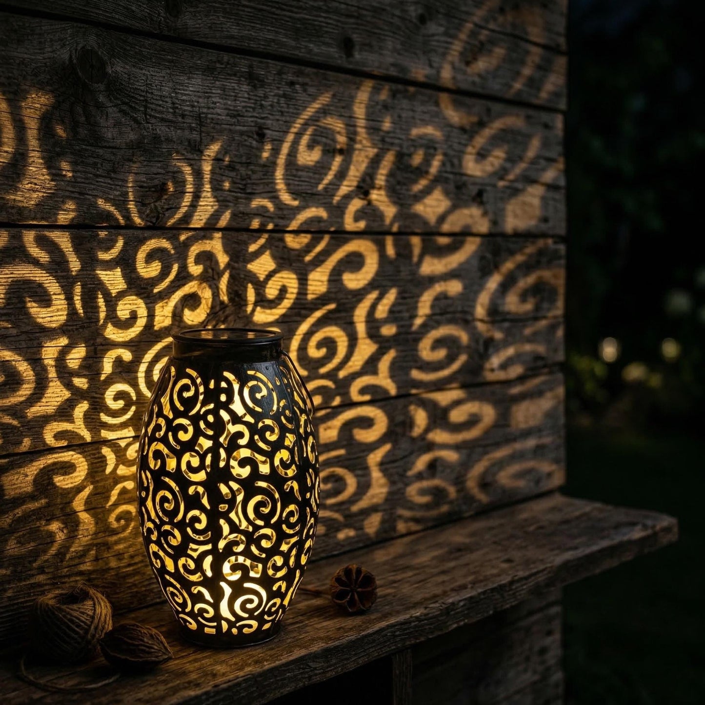 Vintage Swirl Solar Lantern - Elegant Metal Hanging Garden Light