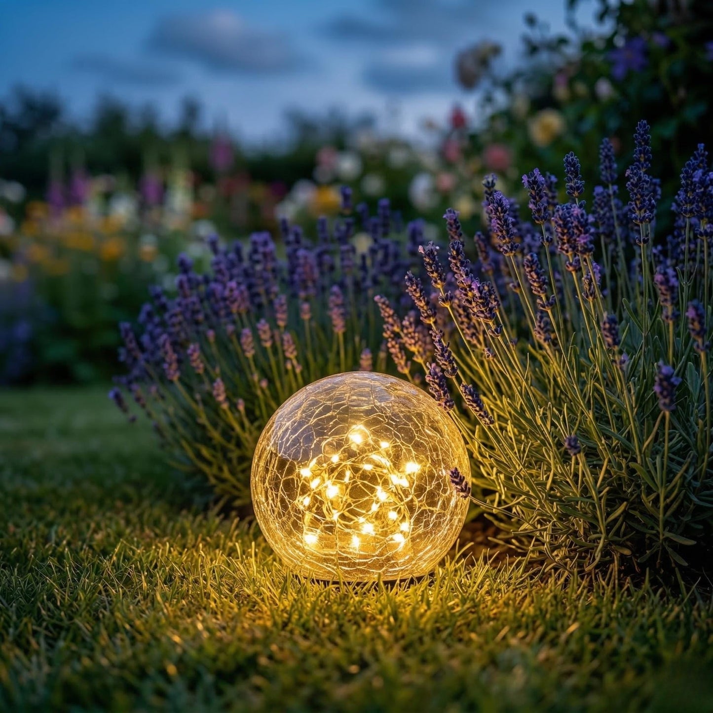 Solar Garden Globe Lights - Waterproof Cracked Glass LED Pathway Lighting