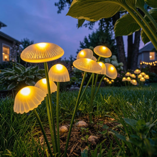 Solar Mushroom Garden Lights - Waterproof LED Firefly Swaying Pathway Decor