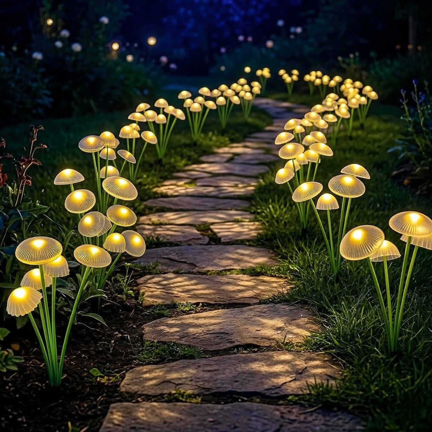 Solar Mushroom Garden Lights - Waterproof LED Firefly Swaying Pathway Decor