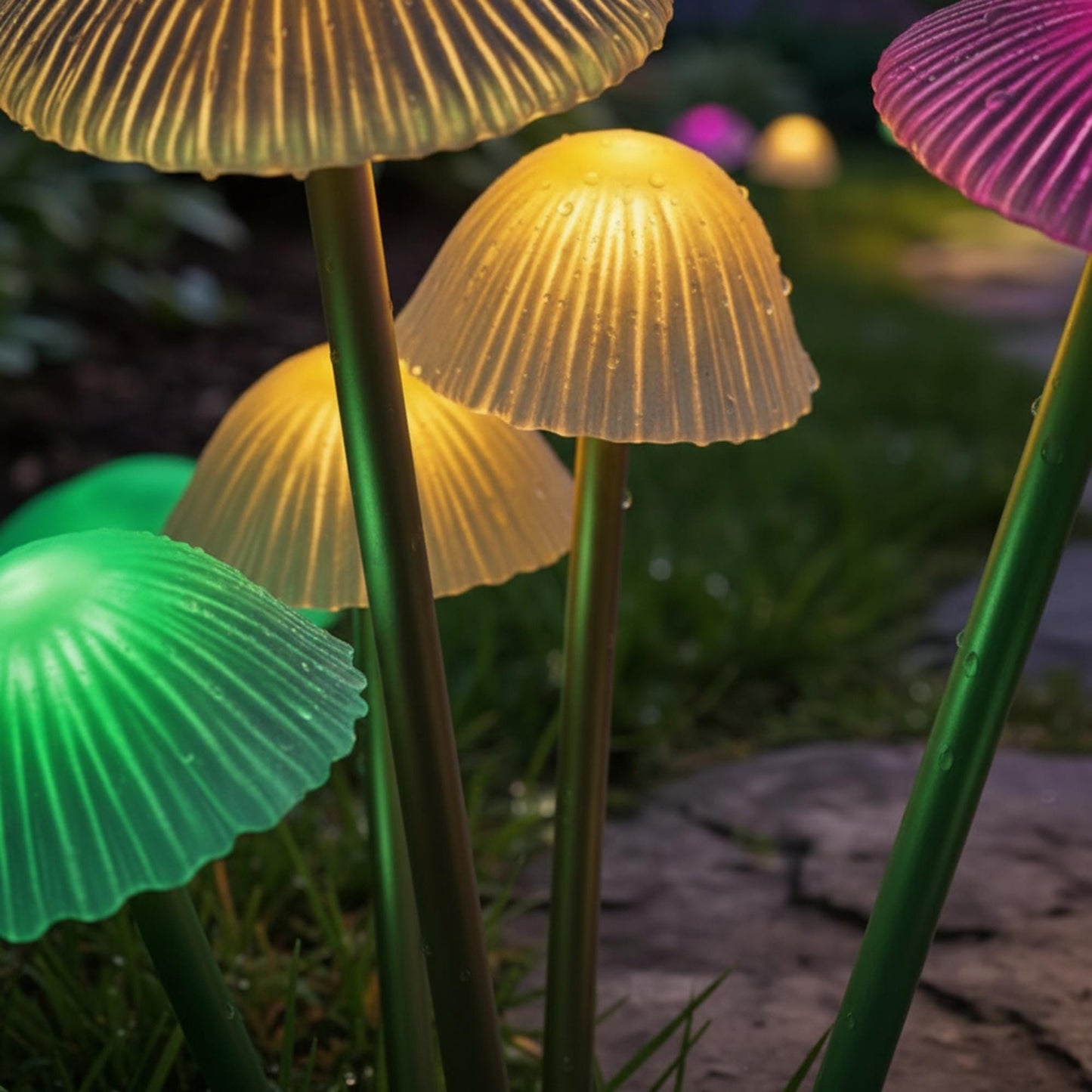 Multicolor Solar Mushroom Garden Lights - Waterproof Swaying LED Outdoor Pathway Decor