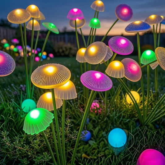 Multicolor Solar Mushroom Garden Lights - Waterproof Swaying LED Outdoor Pathway Decor