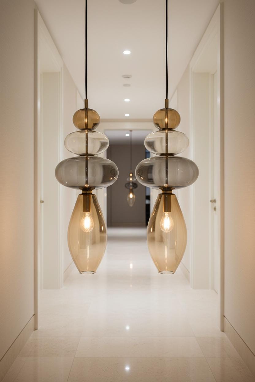 Modern Layered Blown Glass Pendant Light - Proportional Globe Ceiling Lamp