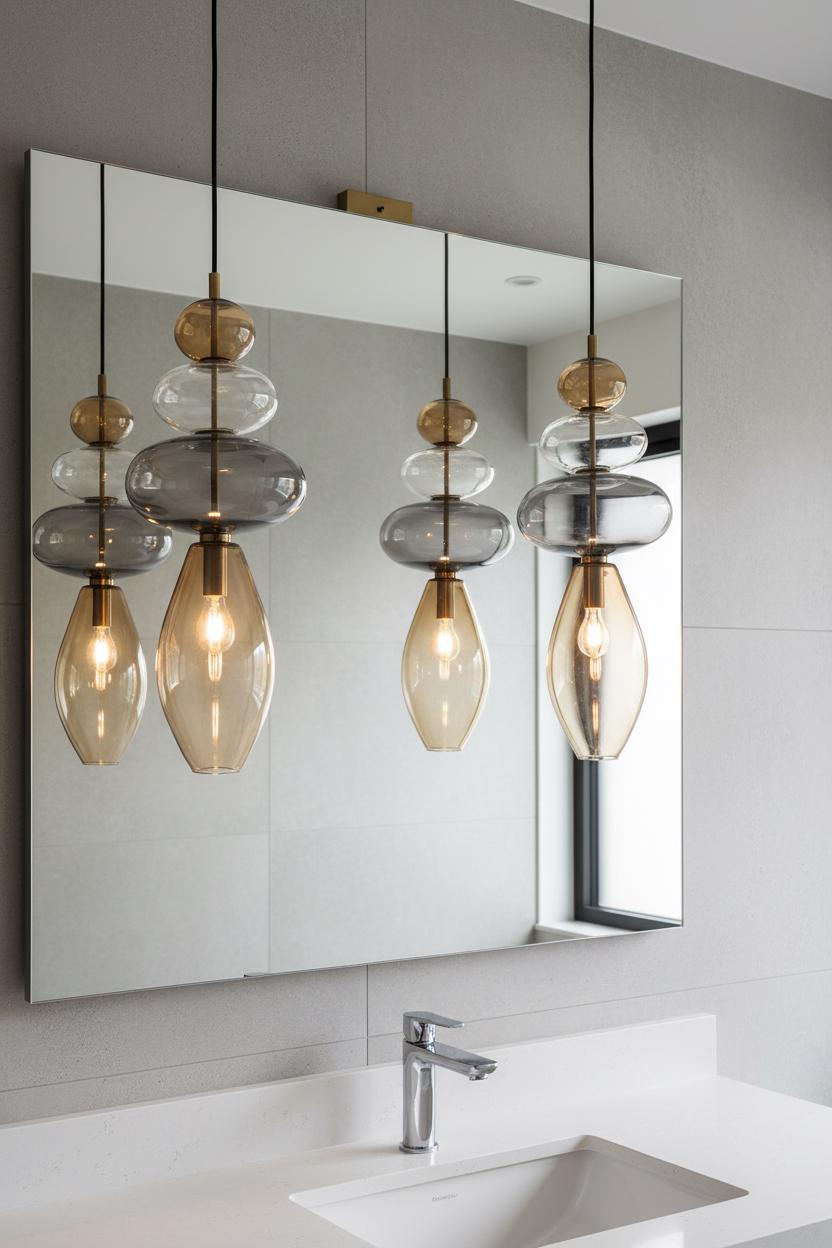 Modern Layered Blown Glass Pendant Light - Proportional Globe Ceiling Lamp