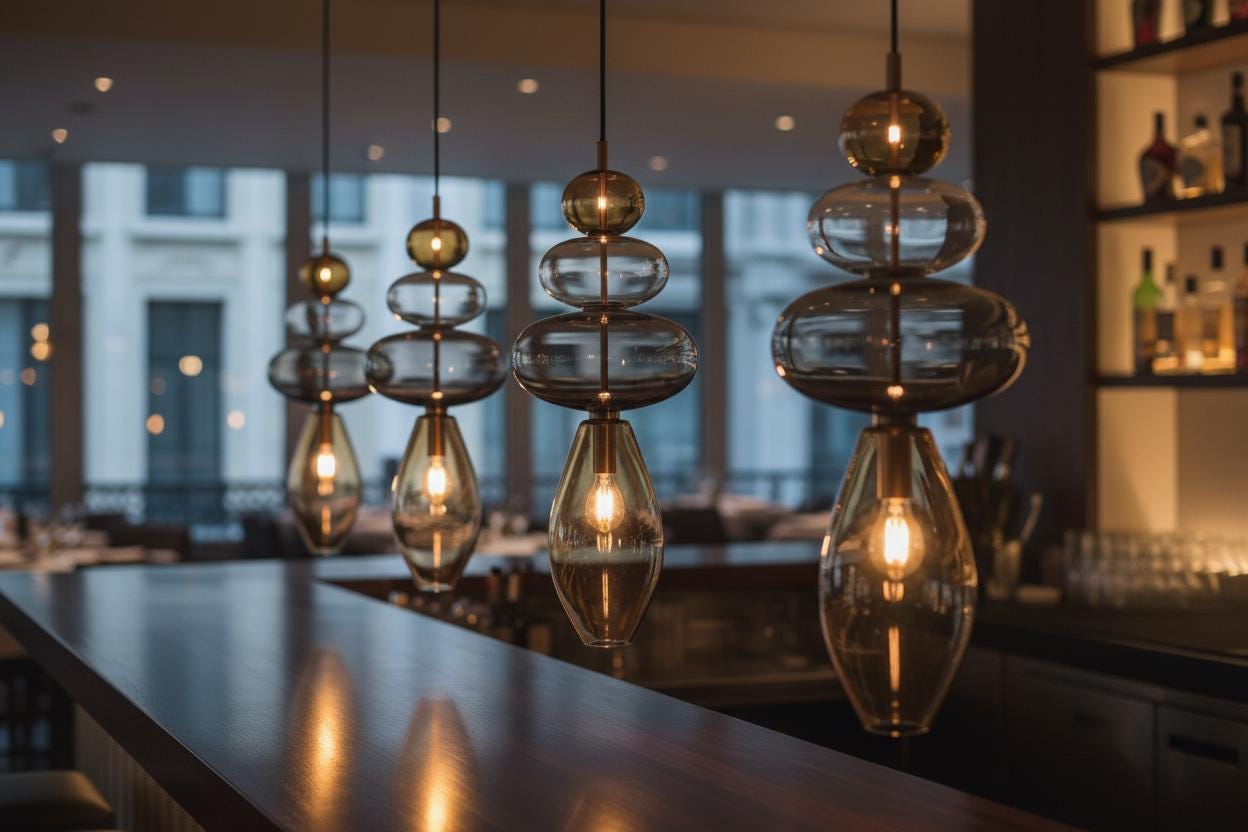 Modern Layered Blown Glass Pendant Light - Proportional Globe Ceiling Lamp