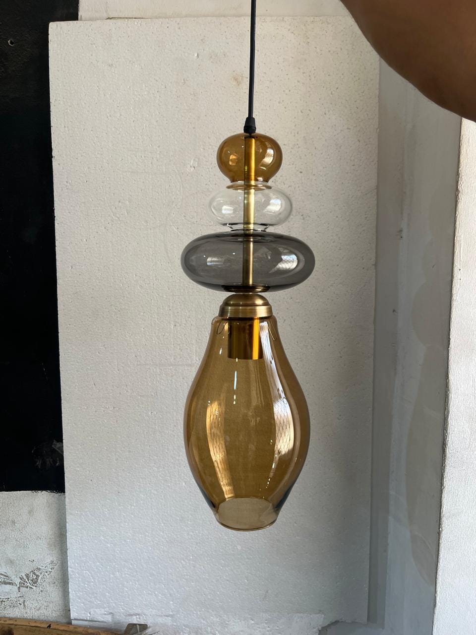 Modern Layered Blown Glass Pendant Light - Proportional Globe Ceiling Lamp