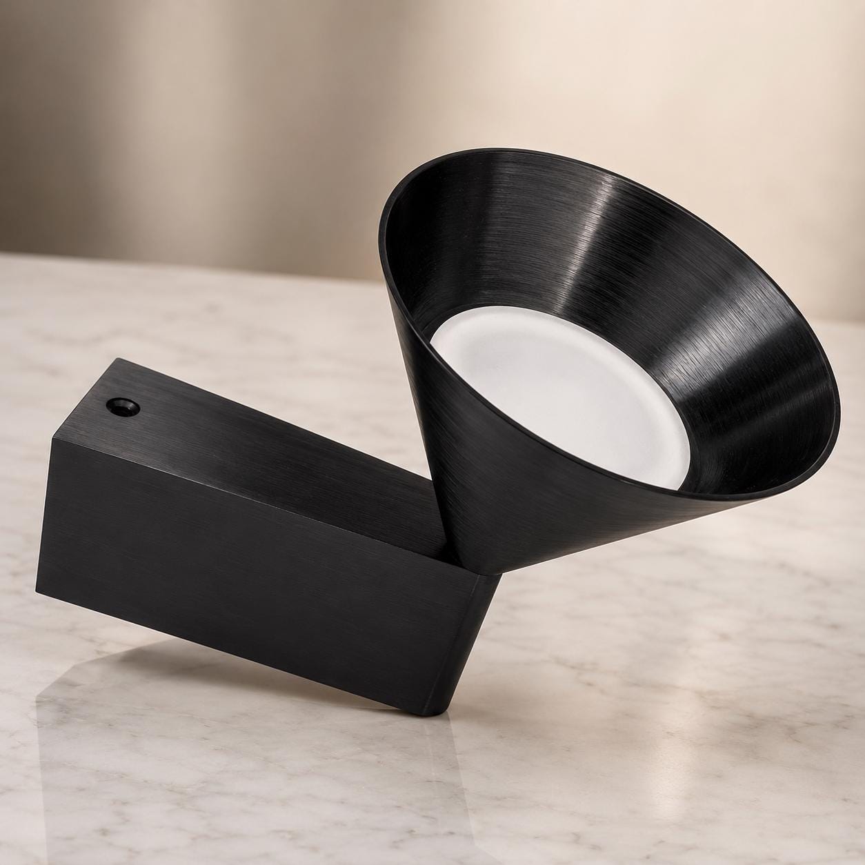 Brushed Aluminum Cone Wall Sconce - Modern 7W LED Bedside Reading Lamp in Black or Gold