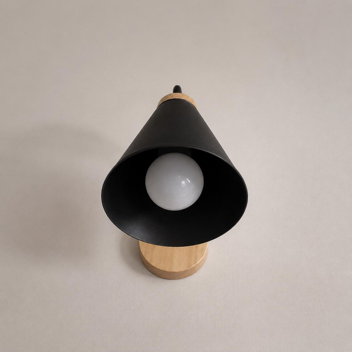 Nordic Wooden Wall Sconce - Natural Wood Backplate & Matte Iron Cone Reading Lamp
