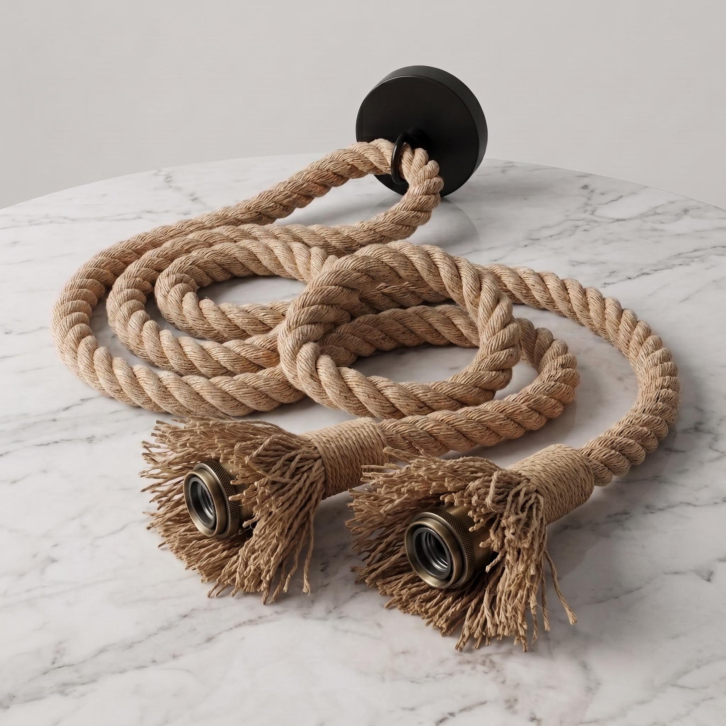 Hemp Rope Pendant Light - Industrial Farmhouse Hanging Fixture & Wicker E27 Socket