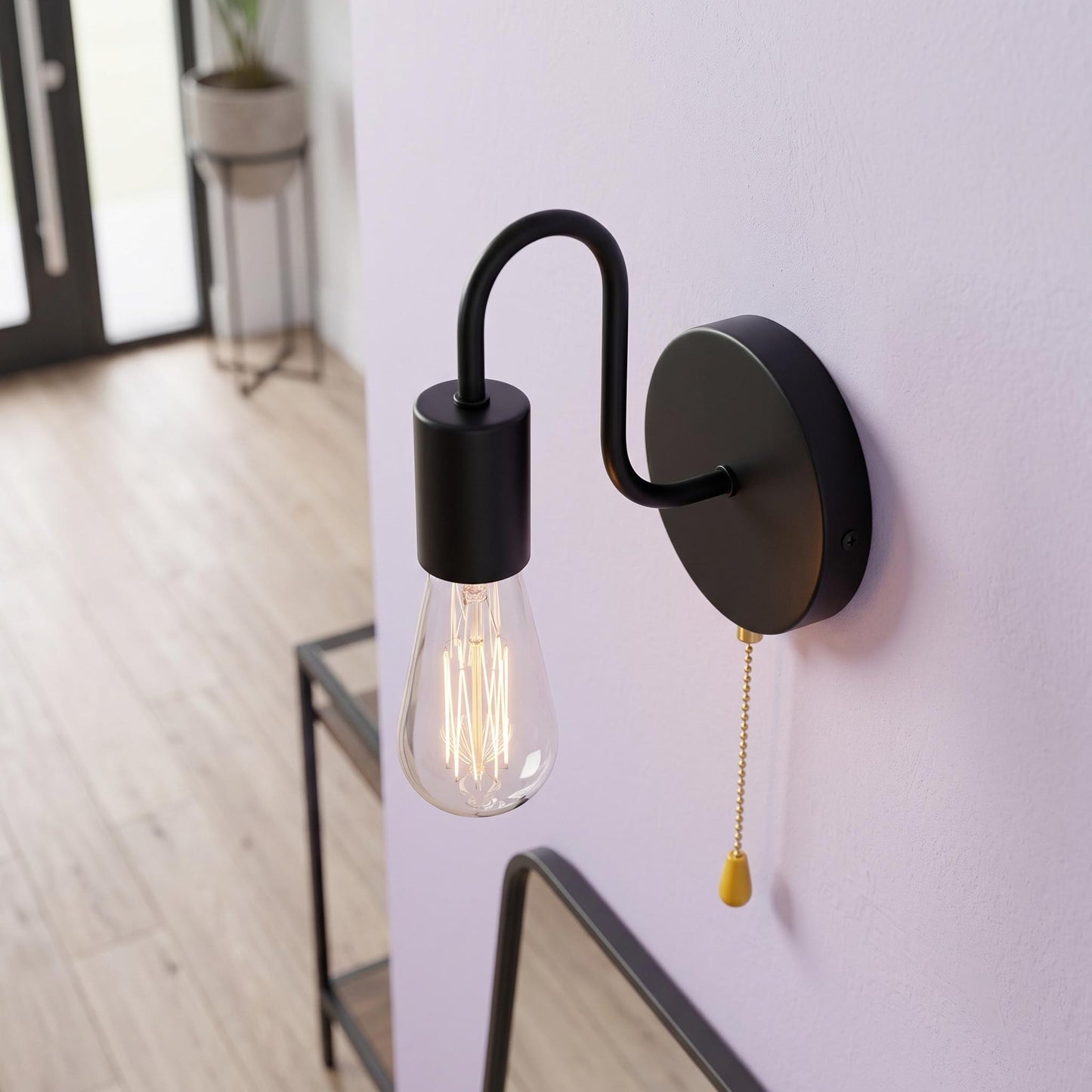 Nordic Industrial Wall Sconce - Vintage Metal E27 Wall Lamp with Integrated Pull Chain Switch
