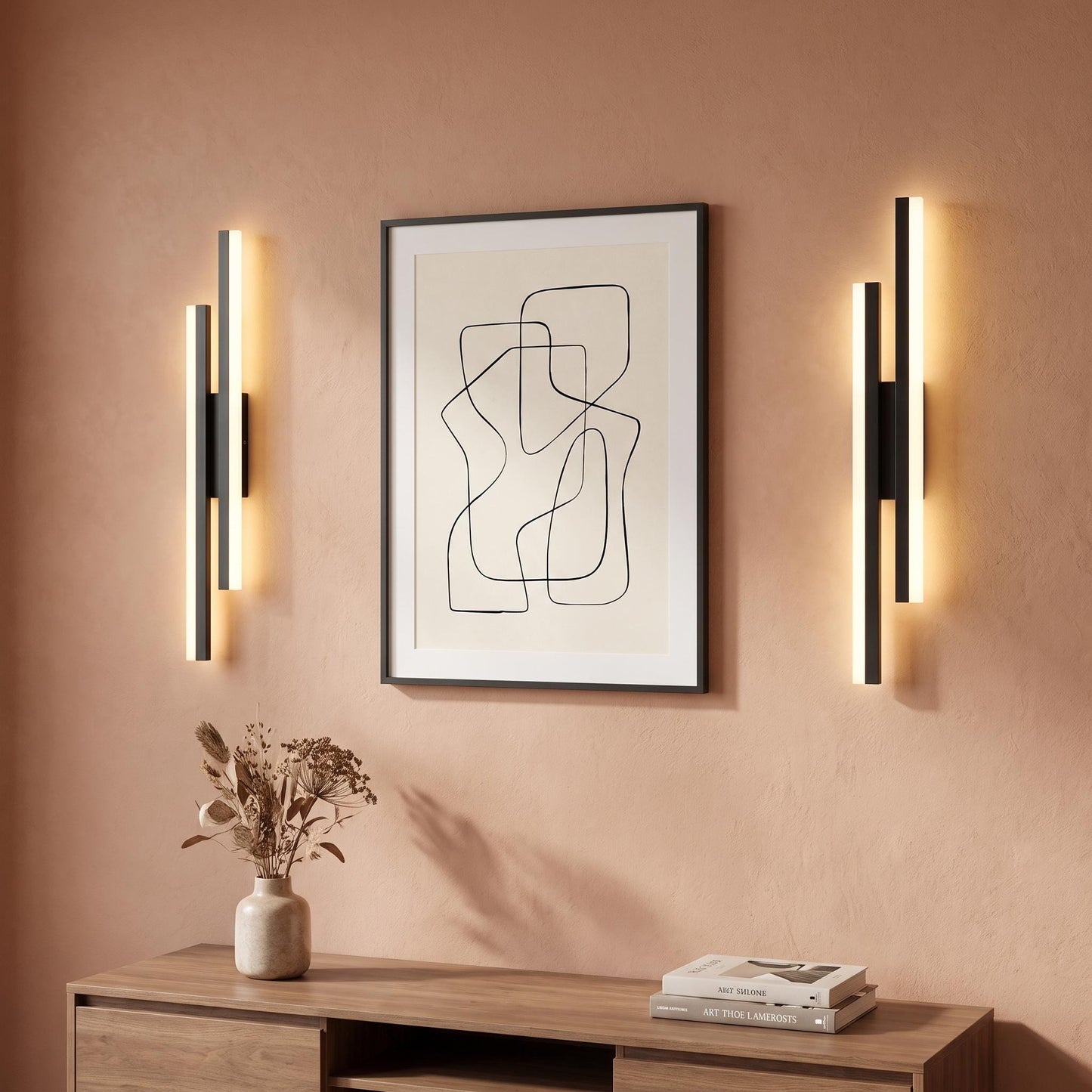 Modern LED Offset Vertical Bar Wall Sconce - Linear Up Down Wall Light