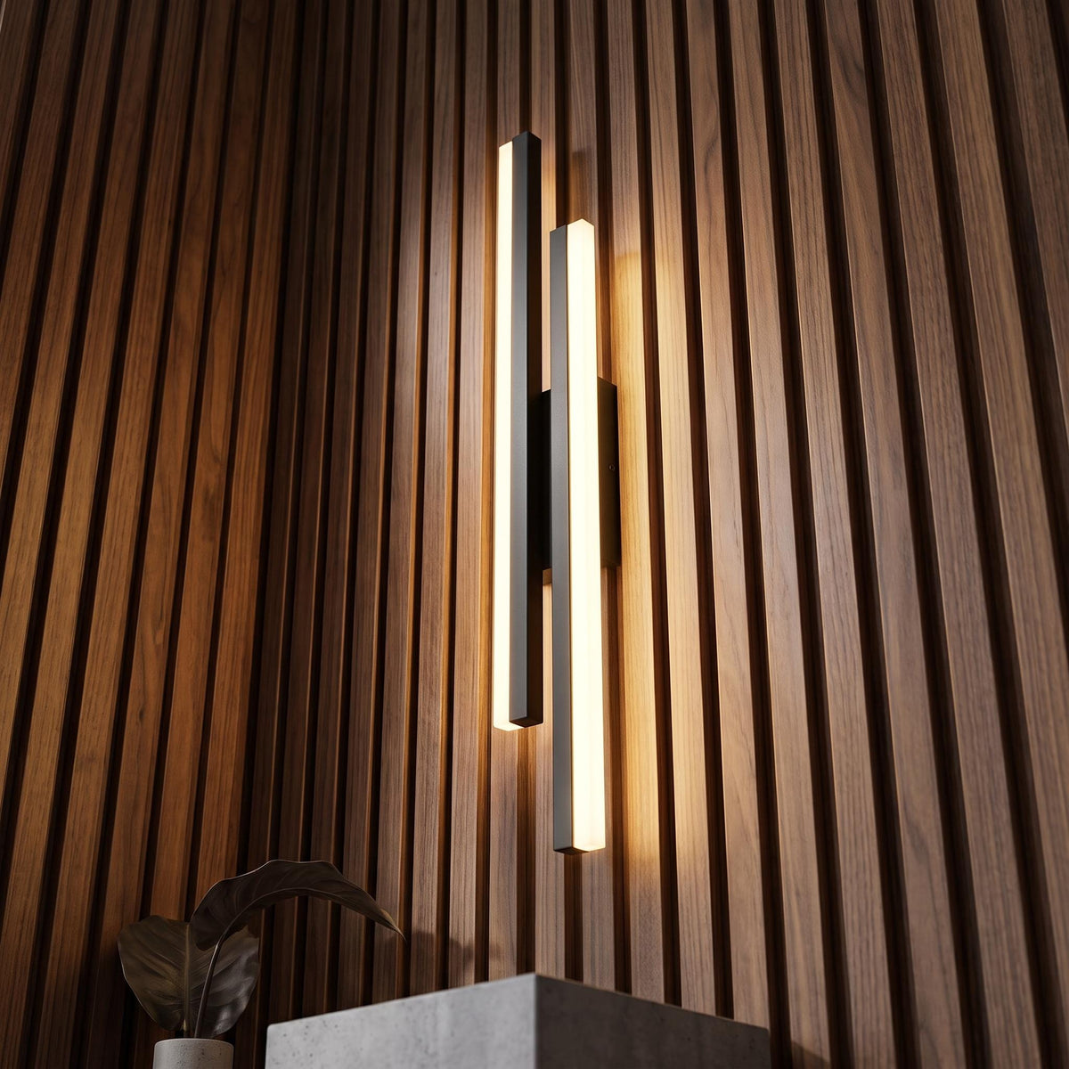 Modern LED Offset Vertical Bar Wall Sconce - Linear Up Down Wall Light